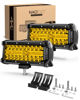 Picture of NAOEVO 7 inch Yellow LED Light Bar, 240W 24,000LM Offroad Fog/Driving Lights LED Pods with Spot Flood Combo Beam, Waterproof LED Work Lights for Truck Boat UTV ATV, 2 Pack (Yellow)