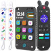 Picture of Kaodezhu TV Remote Control Shape Baby Teething Toys and Phone Shape Teether Toys for Babies 6-12 Months, Soft Flexible Silicone Chew Toys for Baby - Black