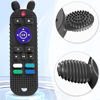 Picture of Kaodezhu TV Remote Control Shape Baby Teething Toys and Phone Shape Teether Toys for Babies 6-12 Months, Soft Flexible Silicone Chew Toys for Baby - Black