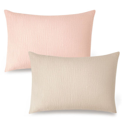 Picture of Konssy Muslin Toddler Pillowcase for 13x18 Pillow 2 Pack, 100% Cotton Toddler Pillow Case Cover, Soft & Breathable Travel Babay Kids Pillow Covers with Envelope Closure