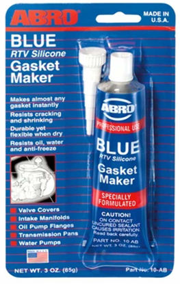 Picture of ABRO Blue RTV Silicone Sealant and Gasket Maker - Up to 500 Degree F Heat, High Temp Silicone Sealant/Head Gasket Sealant, 3 oz. Tube…