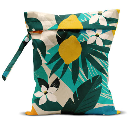 Picture of zcyxuuw , Wet Dry Bag, for Swimsuit, Travel, Beach, Pool, Stroller, Diapers, Dirty Yoga Gym Clothes, Makeup Bag, Waterproof Tropical Palm Leaves Decor Jungle Palm Leaf Favors