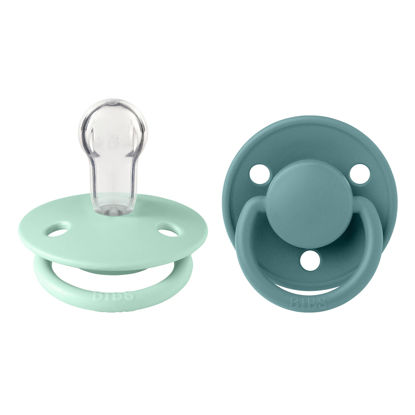 Picture of BIBS De Lux Baby Pacifier 2-Pack | Made in Denmark | BPA Free Dummy Soother, Round Nipple. Silicone, OneSize (0-36 Months), Nordic Mint/Island Sea