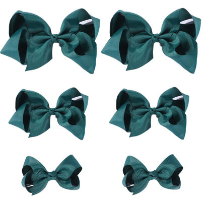 Picture of Hunter Green Bows for Girls,6PCS Hand-made Grosgrain Ribbon Hair Bows Alligator Clips Hair Accessories for Little Teen Toddler Girls Kids (Hunter Green)