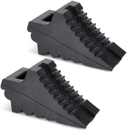 Picture of Wheel Chocks for Cars, RVs, Trucks, Trailers, and Vehicles G.V.W. up to 4T, 2 Pack - Anti Slip Bottom Tire Chock for All Weather Use - RV, Travel Trailer, Pop Up Camper Accessory