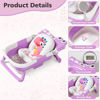 Picture of Alligator Collapsible Baby Bathtub for Newborn with Thermometer & 1 Soft Floating Cushion & Drain Hole, Foldable & Portable Travel Baby Bath Tub for Newborns to Toddlers 0-36 Months Girl, PurpleWhite