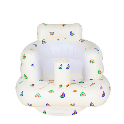 Picture of AirSwim Inflatable Baby Chair, Baby Inflatable Seat for Babies 3 Months and Up Summer Inflatable Baby Seat for Sitting Up, Blow Up Baby Floor Seat with Built in Air Pump, Rainbow