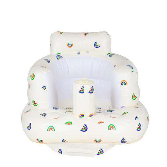 Picture of AirSwim Inflatable Baby Chair, Baby Inflatable Seat for Babies 3 Months and Up Summer Inflatable Baby Seat for Sitting Up, Blow Up Baby Floor Seat with Built in Air Pump, Rainbow