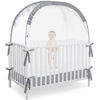 Picture of L RUNNZER Pop Up Baby Crib Tent, Baby Crib Net Canopy to Keep Baby in, Crib Mosquito Net with Viewing Window, Soft Mesh Cover & Pop Up Structure, Gray+stars (R07-gstar)