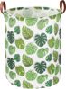 Picture of NTAOHAMPER Round Green Laundry Hamper,Jungle Themed Nursery Decor,Tropical Baby Basket,Monstera Room Decor,Waterproof Kids Toys Storage Bin,Safari Gift Basket(Leaf)