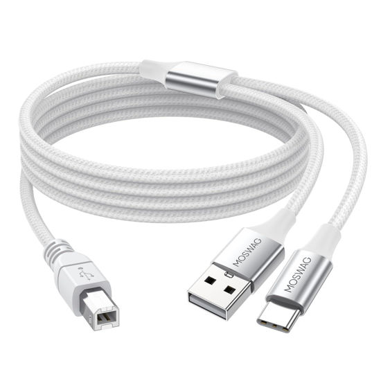 Picture of MOSWAG USB MIDI Cable Printer Cable USB 2.0 Type A Male to Type B Male Printer Scanner Cable Cord High Speed 9.84FT/3M Compatible with Electronic Music Instrument,Recording Audio Interface