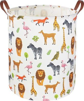 Picture of CLOCOR Kids Laundry Basket,Nursery Baby Hamper,Toy Storage Bin with handles for Boys and Girls,Safari Room Decor,Waterproof Storage Basket(Jungle Animals)