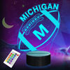Picture of 3D Football Michigan Night Light, Football Gifts, 3D Illusion Lamp for Boys Gift 16 Changing Color Remote Control Kids Room Lighting Ball Decor (Michigan Multicoloured)