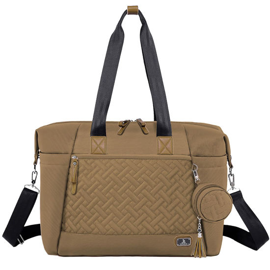 Picture of Dikaslon Diaper Bag Tote, Large Travel diaper tote for Mom and Dad, Multifunction baby tote bag for Boys and Girls with Pacifier Case and Changing Pad, Khaki