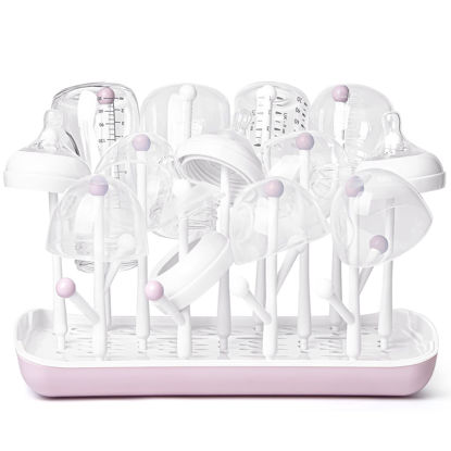 Picture of Termichy Baby Bottle Drying Rack, Large Capacity Baby Bottle Rack for Bottles, Dry Rack with Removable Water Tray(Pink)