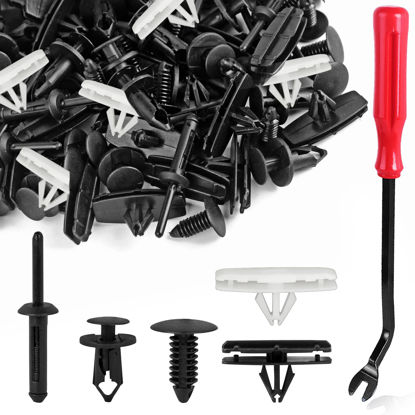 Picture of 5 in 1 Wrangler Grille Fastener Retainer Clips, Xislet Push-Type Plastic Rivets Compatible with 2007-2024 Jeep Wrangler & 2005-2010 Grand Cherokee Fender Bumper Clips Replace 6503598-151PCS