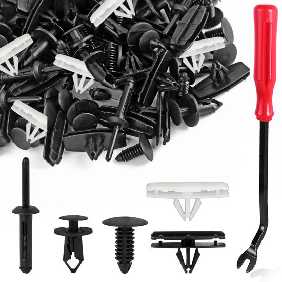 Picture of 5 in 1 Wrangler Grille Fastener Retainer Clips, Xislet Push-Type Plastic Rivets Compatible with 2007-2024 Jeep Wrangler & 2005-2010 Grand Cherokee Fender Bumper Clips Replace 6503598-151PCS