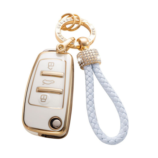 Picture of Gematay for Audi Key Fob Cover, Key Case Shell Compatible with Audi A1 A3 Q3 Q7 R8 A6L TT Smart Key Protector