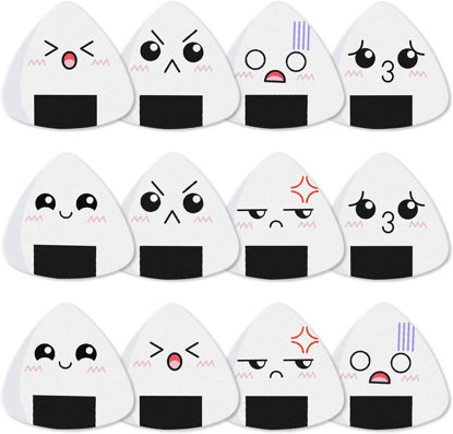 Picture of Dulphee Thin Guitar Picks, Ukulele Picks White Sushi Rice Balls Pattern Picks Classical Triangle 0.46mm Light Guitar Plectrums 12 Pack for Bass, Acoustic & Electric Guitars
