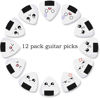 Picture of Dulphee Thin Guitar Picks, Ukulele Picks White Sushi Rice Balls Pattern Picks Classical Triangle 0.46mm Light Guitar Plectrums 12 Pack for Bass, Acoustic & Electric Guitars