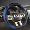 Picture of West Llama Customized Auto Car Steering Wheel Cover for Dodge RAM 1500 2500 3500, 15.5-16 inch (Black+Blue-Large Size)