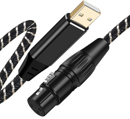 Picture of NCGGY USB Microphone Cable,XLR to USB Cable 16Ft,XLR Female to USB Mic Link Converter Cable for Microphones or Recording Karaoke Sing