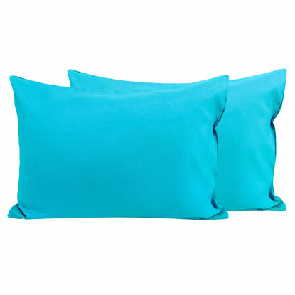 Picture of FLXXIE 2 Pack Microfiber Toddler Pillowcases, 14x20 Inches Fits Pillow Sized 12x16, 13x18 or 14x20, Soft and Cozy Small Travel Pillow Covers with Envelope Closure, Blue