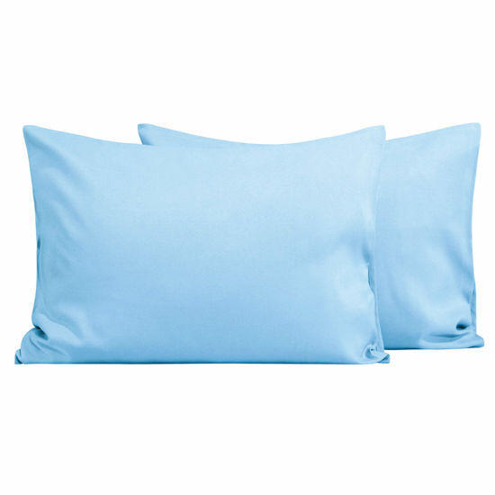 Picture of FLXXIE 2 Pack Microfiber Toddler Pillowcases, 14x20 Inches Fits Baby Pillow Sized 12x16, 13x18 or 14x20, Soft and Cozy Small Travel Pillow Covers with Envelope Closure, Sky Blue
