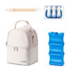 Picture of BABEYER Breastmilk Cooler Bag with Ice Pack Fits 6 Baby Bottles up to 9 Ounce, Breast Milk Pump Cooler Bag with Shoulder Strap for Nursing Mom Daycare, Work, Travel- Cream