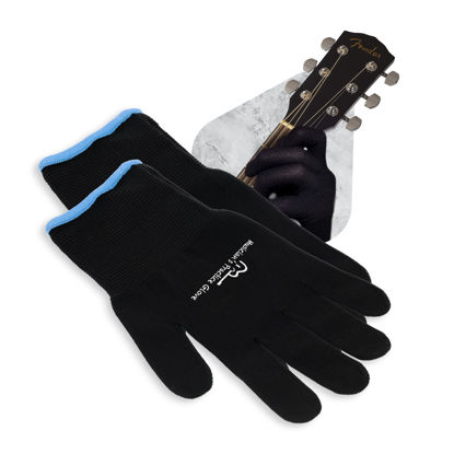 Picture of Musician's Practice Glove - 2-Pack Guitar Gloves for Men and Women, Fingertip Protectors for Playing String Instruments, Hand Issues and More, Nylon Thin Gloves for Indoor/Outdoor Gigs, Small, Black