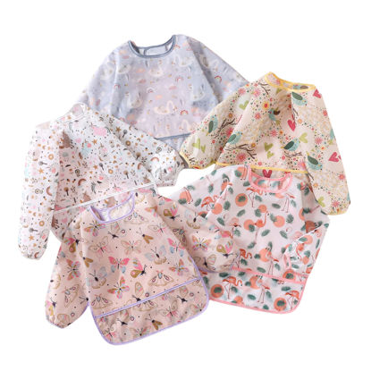 Picture of YeeLauf Sleeved Bib,5 Pack,Waterproof Shirt Bibs for Baby 3-24 Months Wipe Clean