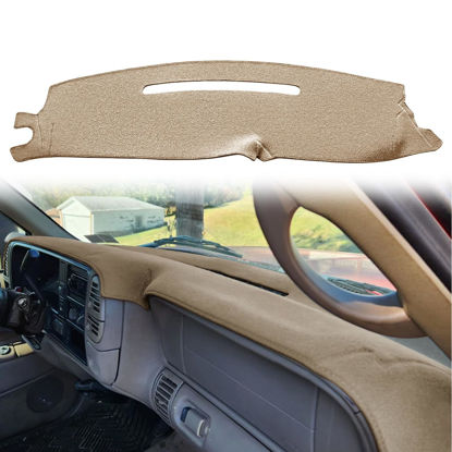 Picture of Dash Cover Custom Fit for 1997-2000 Chevy Chevrolet Silverado/GMC C1500 C2500 C3500 K1500 K2500 K3500, 1997-99 GMC Yukon/Chevy Tahoe Suburban, Dashboard Mat Pad(97-98, Beige) Y57