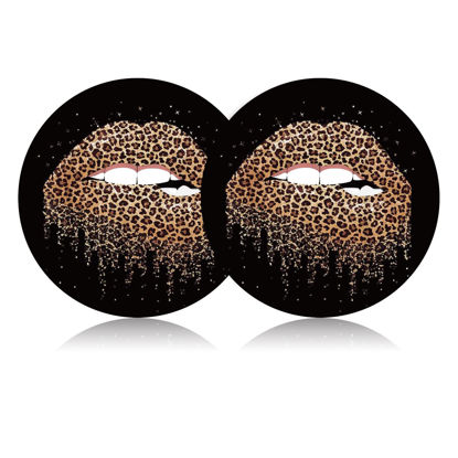 Picture of Funny Leopard Lips Kiss Leopard Print Mouth 2PCS 2.75" Car Cup Holder Insert Coasters, Womens Cool Lips Bite Kiss Me Leopard Print Cheetah Car Coasters Sexy Car Interior Decoration by FLYEEGO
