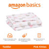 Picture of Amazon Basics Kid's Soft Easy-Wash Lightweight Microfiber 3-Piece Sheet Set, Toddler, Pink Kitties