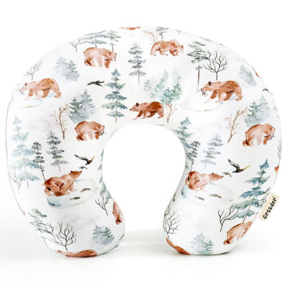 Picture of GRSSDER Nursing Pillow Cover, Stretchy Soft Minky Fabric Covers, Fit Most Nursing Support Pillows for Breastfeeding, Comfortable Safe Pillow Cover, Stylish Cute Bear Pattern