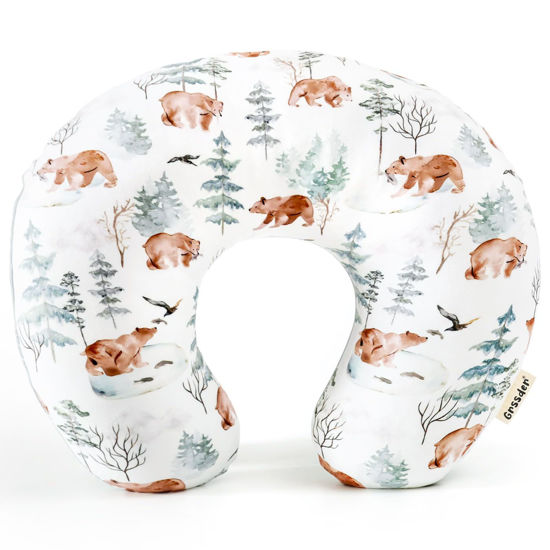 Picture of GRSSDER Nursing Pillow Cover, Stretchy Soft Minky Fabric Covers, Fit Most Nursing Support Pillows for Breastfeeding, Comfortable Safe Pillow Cover, Stylish Cute Bear Pattern