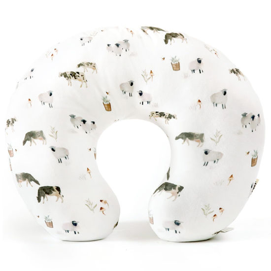 Picture of GRSSDER Nursing Pillow Cover, Stretchy Soft Minky Fabric Covers, Fit Most Nursing Support Pillows for Breastfeeding, Comfortable Safe Pillow Cover, Farm Animals