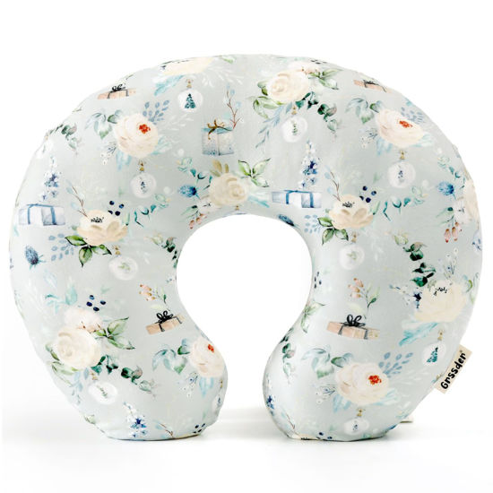 Picture of GRSSDER Nursing Pillow Cover, Stretchy Soft Minky Fabric Covers, Fit Most Nursing Support Pillows for Breastfeeding, Comfortable Safe Pillow Cover