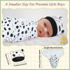 Picture of Buryeah 4 Pack Preemie Swaddle Blanket Wrap Set with Hat for Baby Boys Girls 3-7 Lbs Preemie Newborn Clothes Sleepers Cap (White,Animal)
