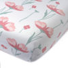 Picture of HonestBaby Fitted Crib Sheets Fits Standard Mattress Bassinet, Mini Prints 100% Organic Cotton Baby Boys, Girls, Unisex, Strawberry Pink Floral, One Size