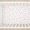 Picture of HonestBaby Fitted Crib Sheets Fits Standard Mattress Bassinet, Mini Prints 100% Organic Cotton Baby Boys, Girls, Unisex, Strawberry Pink Floral, One Size
