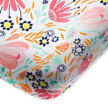 Picture of HonestBaby Fitted Crib Sheets Fits Standard Mattress Bassinet, Mini Prints 100% Organic Cotton Baby Boys, Girls, Unisex, Flower Power, One Size