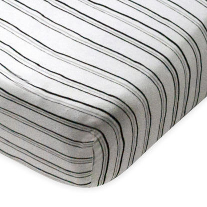 Picture of HonestBaby Fitted Crib Sheets Fits Standard Mattress Bassinet, Mini Prints 100% Organic Cotton Baby Boys, Girls, Unisex, Sketchy Stripe, One Size