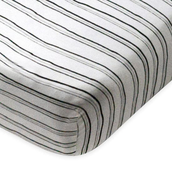 Picture of HonestBaby Fitted Crib Sheets Fits Standard Mattress Bassinet, Mini Prints 100% Organic Cotton Baby Boys, Girls, Unisex, Sketchy Stripe, One Size