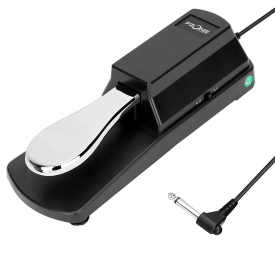 Picture of FZONE Sustain Pedal for MIDI Keyboards Digital Pianos Foot Pedal 6.6FT Extension Cable, Polarity Switch