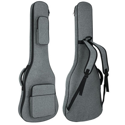 Picture of MUZNOTE Electric Guitar Bag Padded Electric Guitar Gig Bag 11.5mm Padding Soft Guitar Case with Neck Strap, Back Hanger Loop, Grey