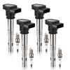 Picture of UF575 Ignition Coil & 1675 Double Iridium Spark Plug for Audi A3 A4 A5 A6 Q5 R8 TT RS4 RS5/Volkswagen Jetta Passat Tiguan Beetle CC Golf GTI Replaces# C1627 07K905715F E1075