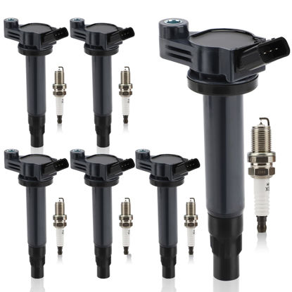Picture of UF506 Ignition Coil & 4504 Double Iridium Spark Plug for Toyota 04-06 Camry Sienna,04-10 Highlander,04-08 Solara/LEXUS 04-06 ES330,RX330,06-08 RX400h 3.3L V6 Replaces# 5C1442 UF430 90919-02246