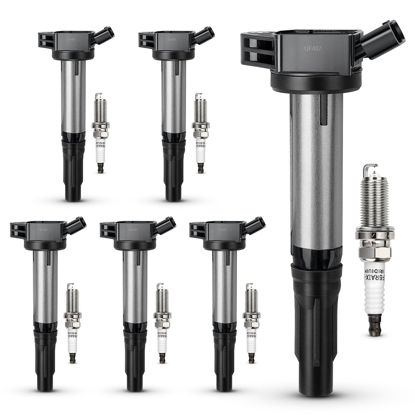 Picture of UF487 Ignition Coil & 6619 Double Iridium Spark Plug For TOYOTA Camry Avalon Highlander RAV4 Sienna Venza/Lexus IS350 ES300h NX300h ES350 RX350 RX450h/Scion tC Replaces#C1601 90919-02255 90919-A2002