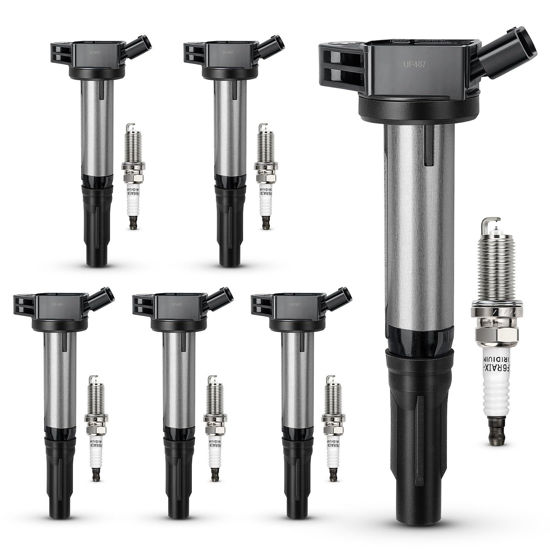 Picture of UF487 Ignition Coil & 6619 Double Iridium Spark Plug For TOYOTA Camry Avalon Highlander RAV4 Sienna Venza/Lexus IS350 ES300h NX300h ES350 RX350 RX450h/Scion tC Replaces#C1601 90919-02255 90919-A2002